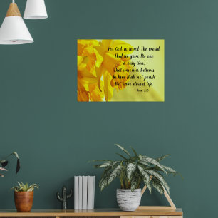 Gelbe Narzisse John 3:16 Für Gott hat die Welt so Poster