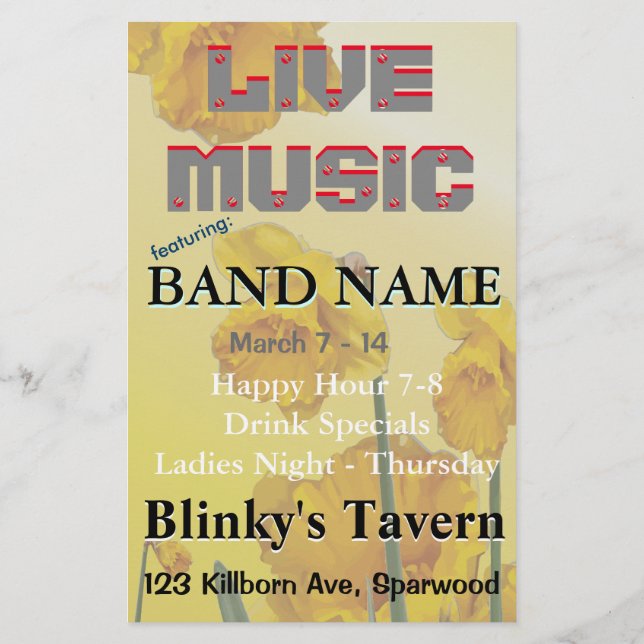 Gelbe Narzisse Vintage affodile Retro Flyer (Hinten)