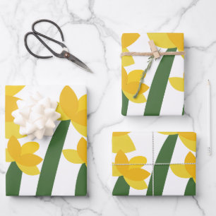 Gelbe Narzissen Blumen Blüten Geschenkpapier Set