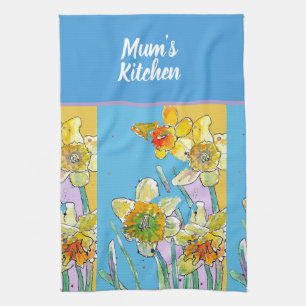 Gelbe Narzissen Blumen Floral Blüten Aquarell Geschirrtuch