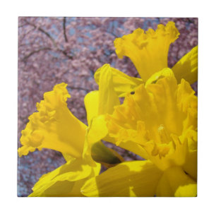 Gelbe Narzissen-Blumen-Kachel-Kunst-Andenkenboxen Fliese