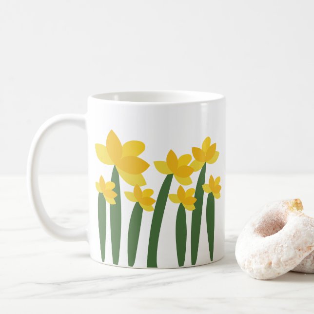 Gelbe Narzissen-Blumen Kaffeetasse (Mit Donut)