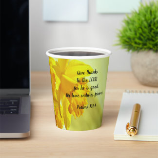 Gelbe Narzissen Schrift Pappbecher