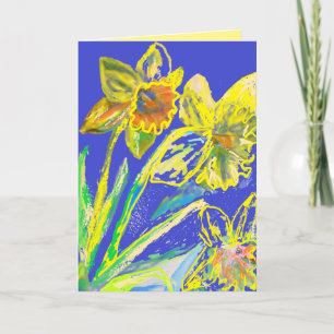 Gelbe Narzissenmalerei Blumen floral Karte