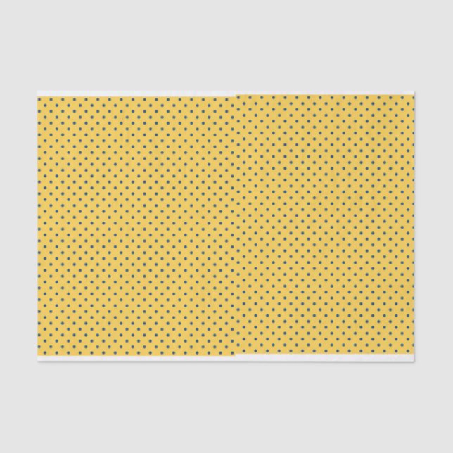 Gelbe Navy Blue Dots Gemustert Seidenpapier (Vorderseite)