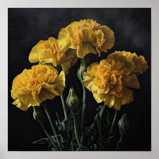 Gelbe Nelken Blume Art Print Poster