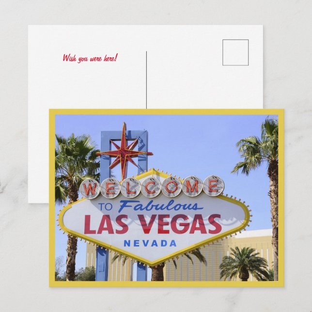 Gelbe Nevada Begrüßungszeichen Las Vegas Postkarte (Vorne/Hinten)