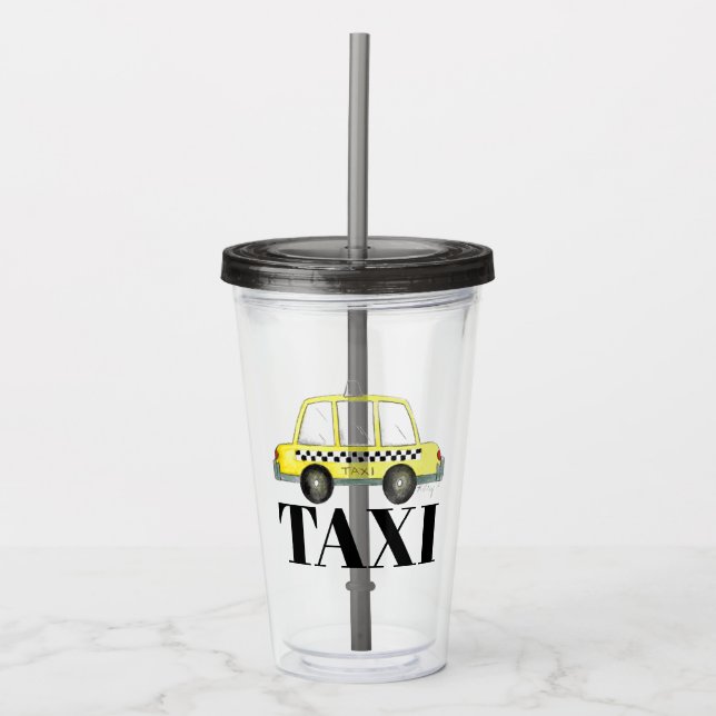 Gelbe New Yorker Taxi-Kab NYC Acryltrinkbecher (Vorderseite)