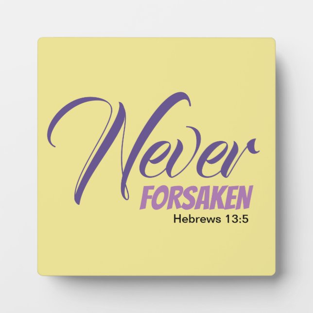 Gelbe NIE FORSAKEN-Schrift Hebräische Christlich Fotoplatte (Vorderseite)