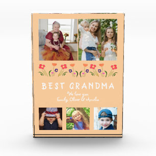 Gelbe Niedliche Beste Oma-Blume Blumenfamilie Fotoblock