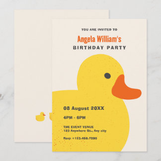 Gelbe niedliche Ente Geburtstag Einladung