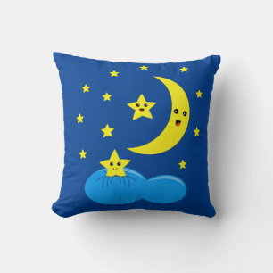 Gelbe niedliche Sterne und Mond am Himmel ! Kissen