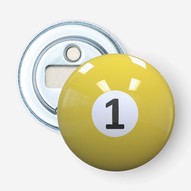 Gelbe Nr. 1 Billiard Pool Ball Flaschenöffner (Vorderseite)