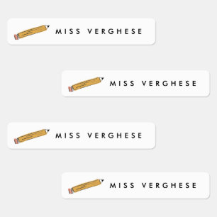 Gelbe Nr. 2 Bleistift-Lehrer Personalisiert Name Etiketten