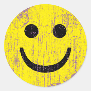 GELBE OBERFLÄCHE - DISTRESSEL UND ALTER RUNDER AUFKLEBER