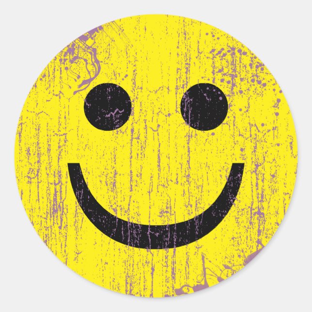 GELBE OBERFLÄCHE - DISTRESSEL UND ALTER RUNDER AUFKLEBER (Vorderseite)