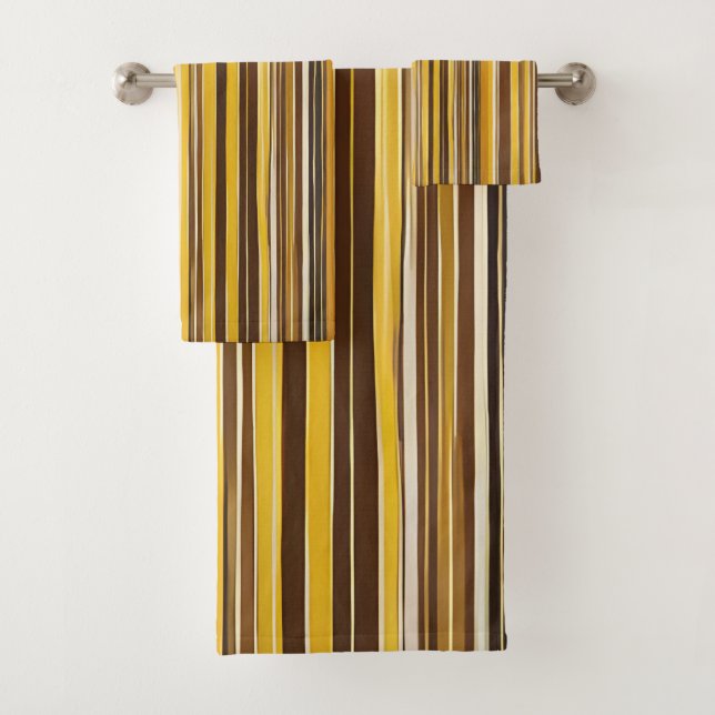 Gelbe, Ocker, braune Streifen Badhandtuch Set (Insitu)