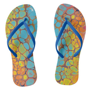 Gelbe Orange Aquamarin Morning Glory Paint Flip Fl Flops