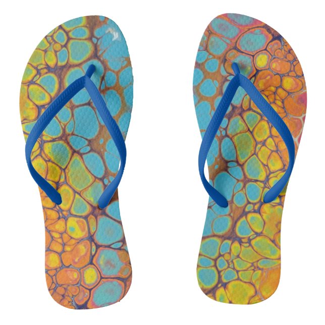 Gelbe Orange Aquamarin Morning Glory Paint Flip Fl Flops (Fußbett)