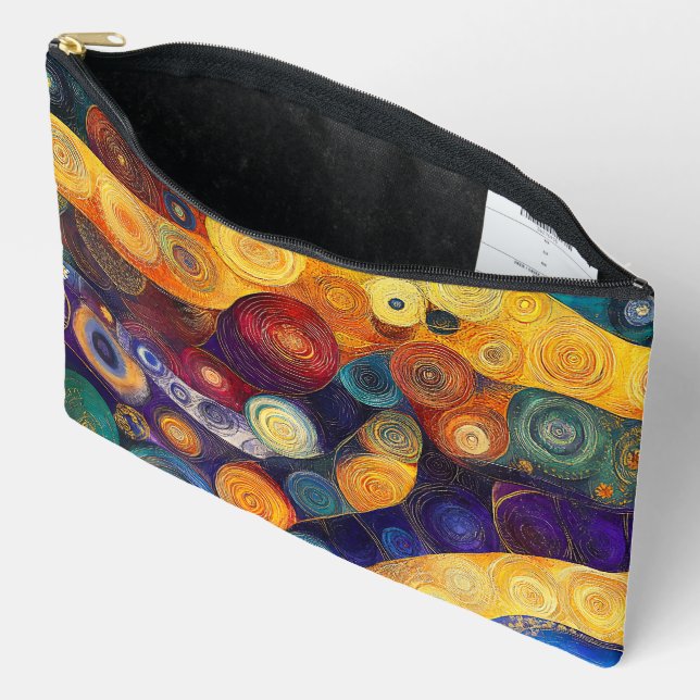 GELBE ORANGE BLAU LILA ABSTRAKTE FORMEN ZUBEHÖRTASCHE (Offen)