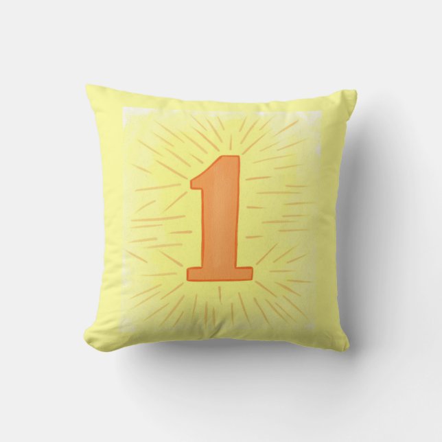 gelbe Orange Nummer 1 Kissen (Vorderseite)