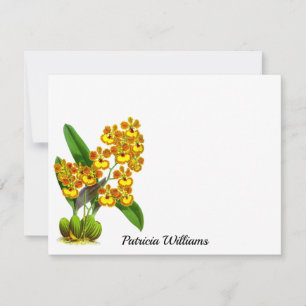 Gelbe Orange Orchideenblume Personalisierte Notizk Mitteilungskarte