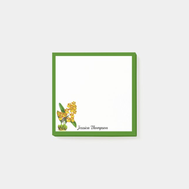Gelbe Orange Orchideenblume Post-It Notes Klebezettel (Vorderseite)