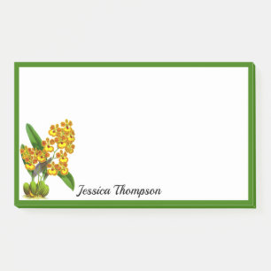 Gelbe Orange Orchideenblüten Post-It Notes Klebezettel