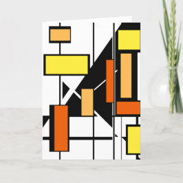 Gelbe orangefarbene Schwarz-weiße Formen MCM-artig Karte