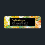 Gelbe orangefarbene tropische Blätter Name und Ans<br><div class="desc">Gelbe orangefarbene und grüne tropische Blätter mit schwarzer Box und aquamarinem Trimm mit DIY-Goldnamen (oder Monogramm) und weißer Adresse. Klicken Sie auf "Bearbeiten mit dem Entwurfstool",  um die Farben zu ändern und Stile einzugeben.</div>