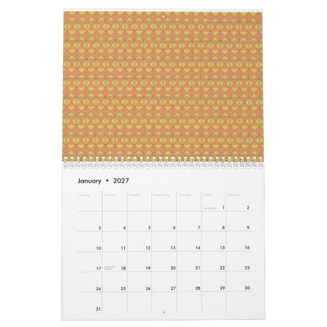 Gelbe, orangefarbene und braune Packpapiere Kalender (Jan 2027)