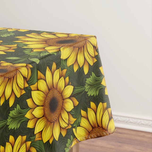 Gelbe Orangenblüte mit Grün und Braun Tischdecke (Beispiel)