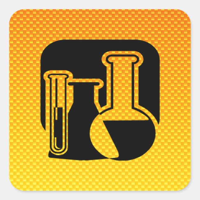 Gelbe Orangenchemie Quadratischer Aufkleber (Vorderseite)
