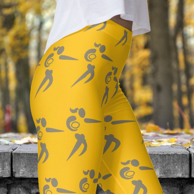 Gelbe Orangenfrauen Rugby Pattern Leggings (Womens Rugby on Yellow Orange Leggings)