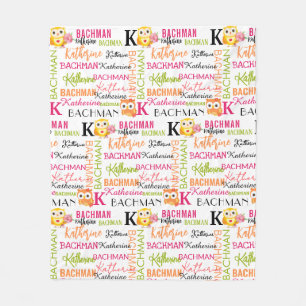 Gelbe Orangenhüllen mit Name und Monogramm-Collage Fleecedecke