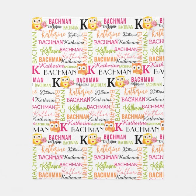 Gelbe Orangenhüllen mit Name und Monogramm-Collage Fleecedecke (Vorderseite)