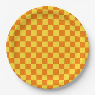 Gelbe Orangenkarton Checkered Checkered Checkered  Pappteller