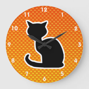 Gelbe Orangenkatze Große Wanduhr