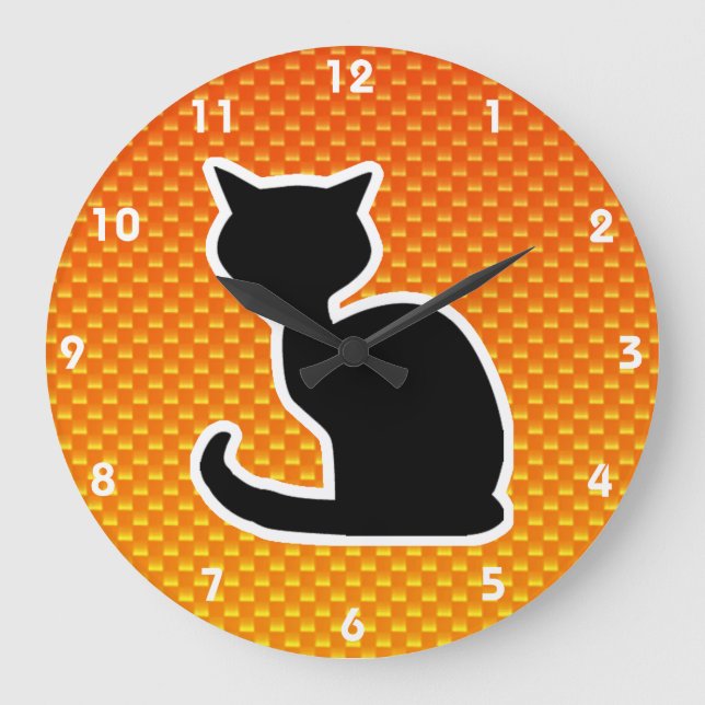 Gelbe Orangenkatze Große Wanduhr (Vorderseite)
