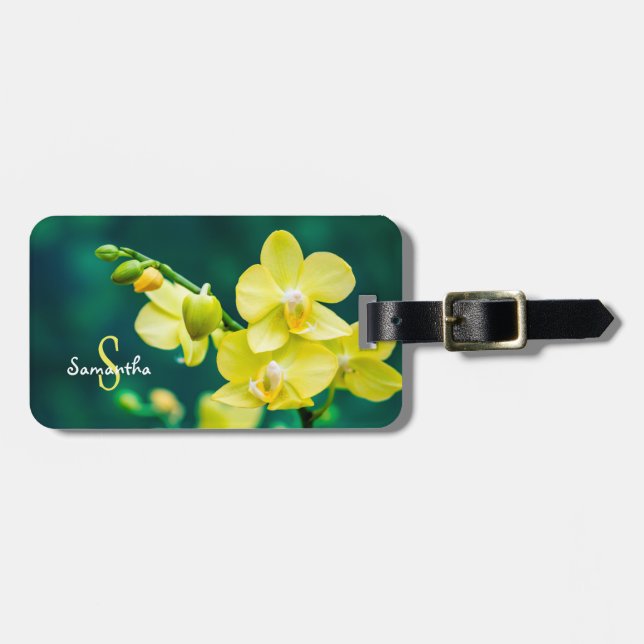 Gelbe Orchidee-Gepäckanhänger Gepäckanhänger (Vorderseite horizontal)