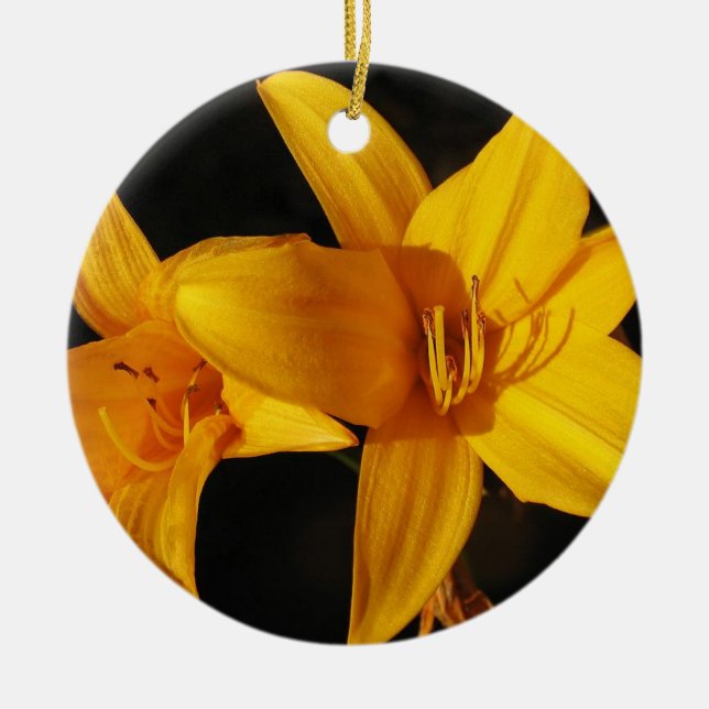 Gelbe Orchidee Keramikornament (Vorne)