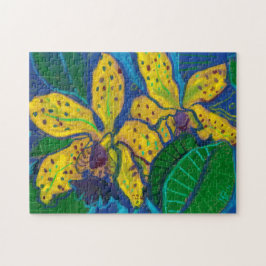 Gelbe Orchideen-Blume, pastellfarbene Malereien Ku Puzzle