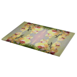 Gelbe Orchideen Muster Schneidebrett