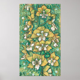 Gelbe Orchideen Tropische Blume Blumenbemalung Kun Poster