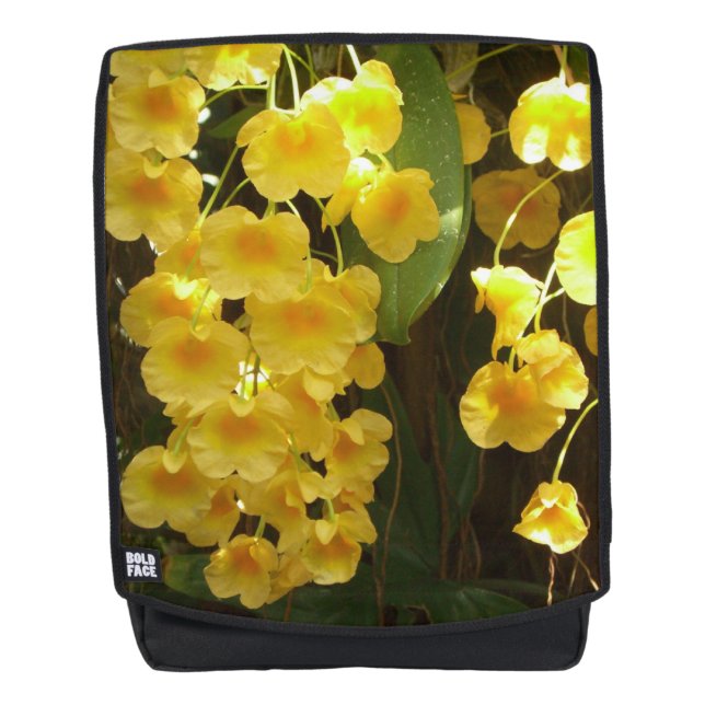 Gelbe Orchideen - tropische Blume Rucksack (Vorderseite)