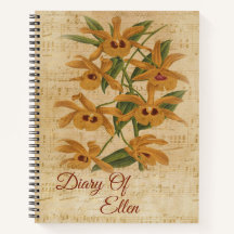 Gelbe Orchideenzweig im Bloom-Tagebuch