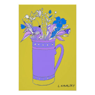 Gelbe originale Blume in einem Tasse Poster