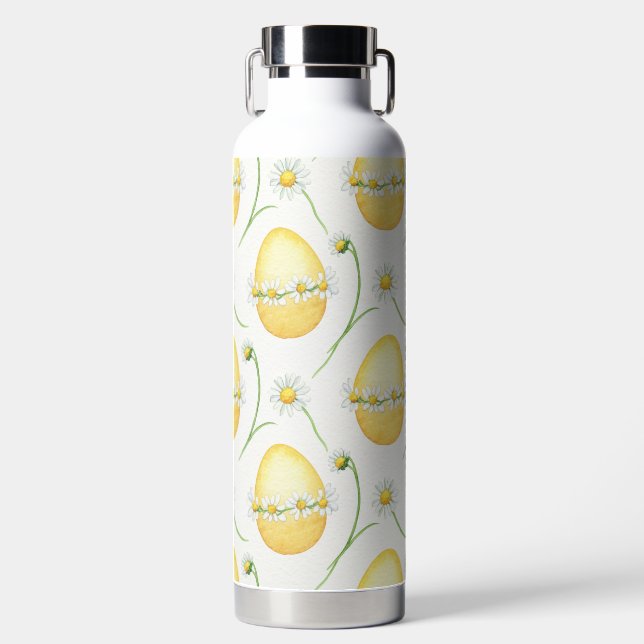 GELBE OSTEREIER MIT WEISSEN GÄNSEBLÜMCHEN TRINKFLASCHE (Vorderseite)
