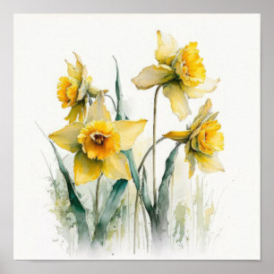 Gelbe Osterglocken Blumen Kunst Druck Poster