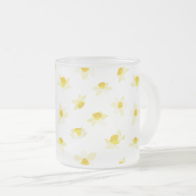 Gelbe Osterglocken Frühling Modern. Mattglastasse (VorderseiteRechts)